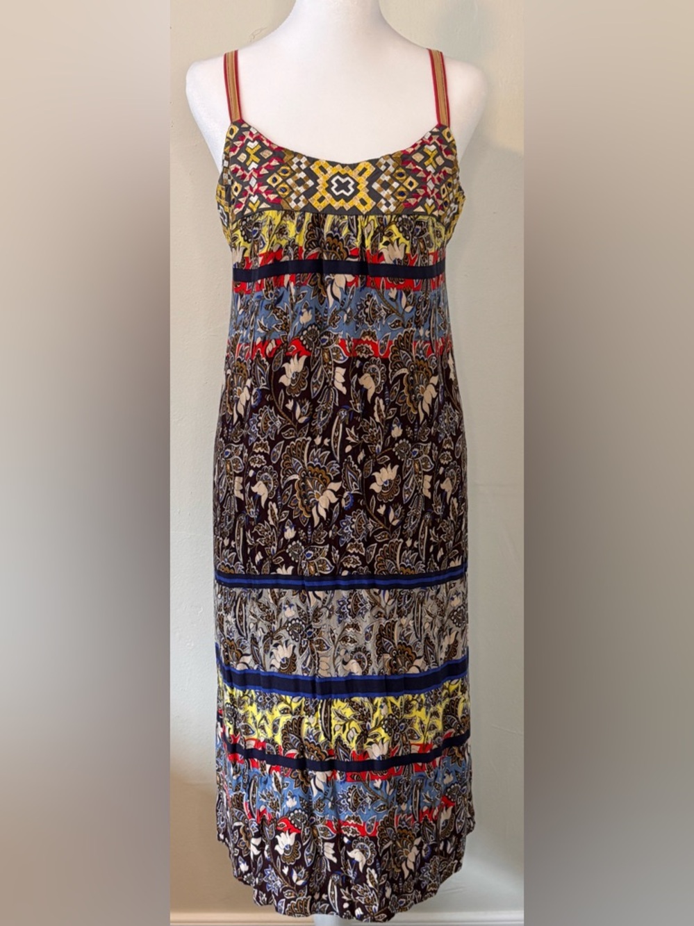 Anthropologie One September Cosima Embroidered Bodice Midi Dress Sz Small - Picture 3 of 12